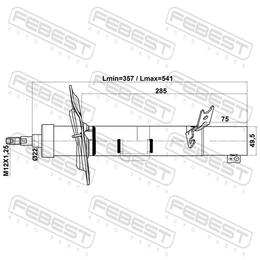 Амортизатор передний левый gas.twin tube (FEBEST 30110-003FL)