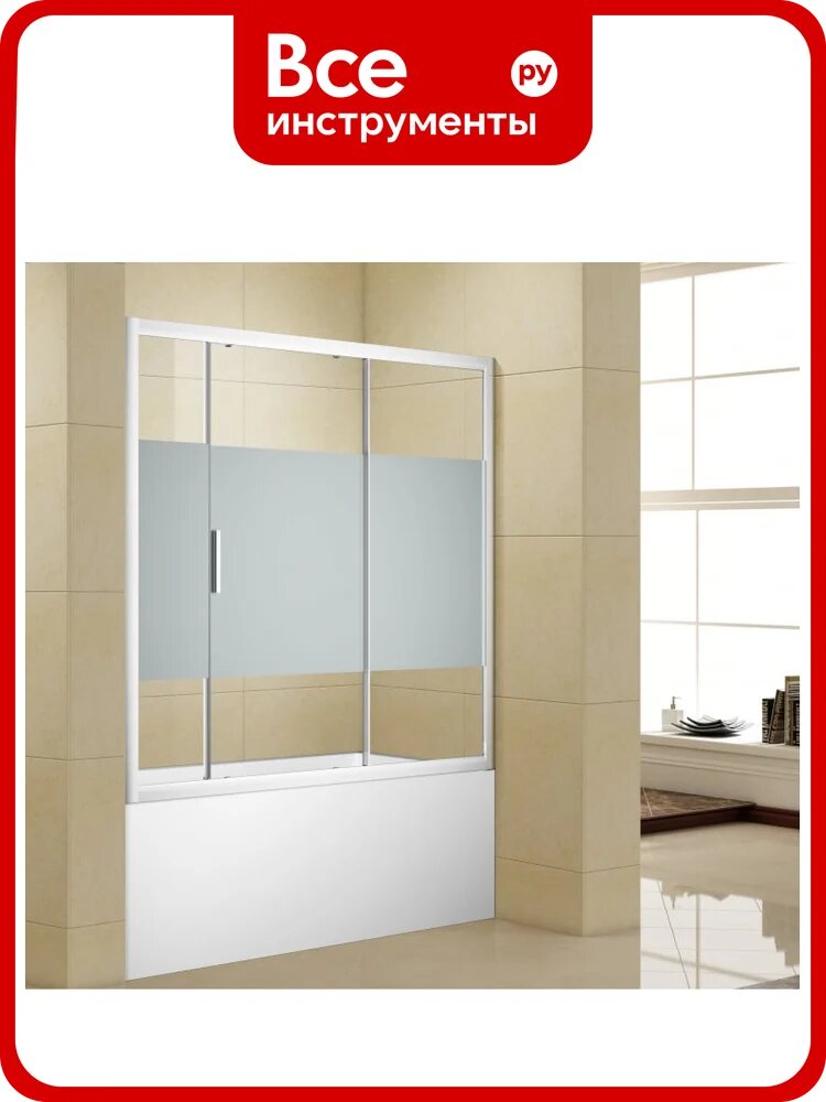 Шторка для ванны Aquanet AE10-B-170H150U-CP Practic, 1700мм, хром, полоска, 6мм 00243613