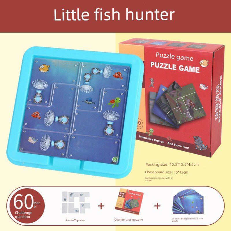 Набор логической головоломки Fish Hunter: 6 пазлов, 60 уровней, подставка и карта ответов в цветной упаковке