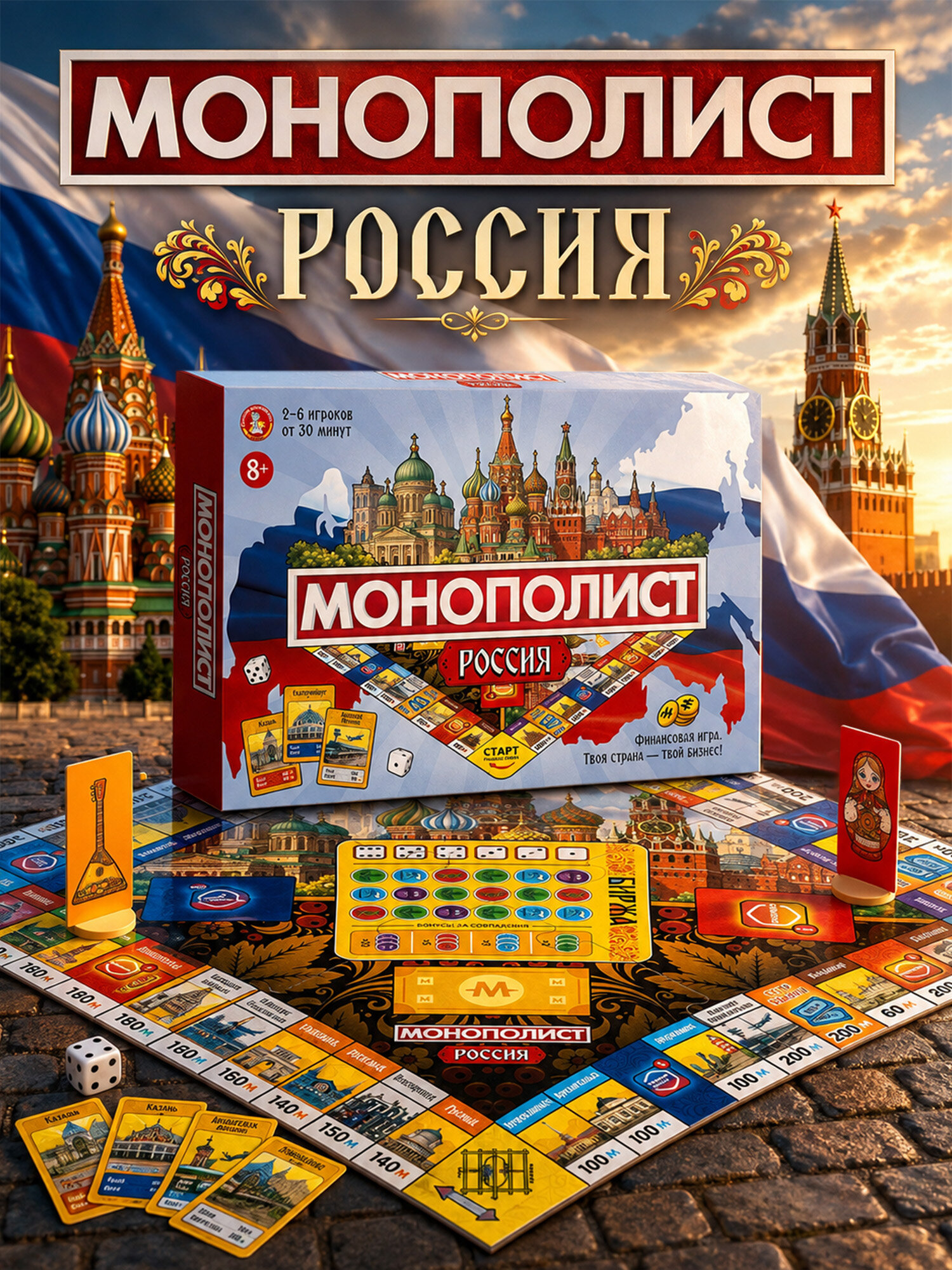 Настольная игра для детей "Монополист" Россия (для всей семьи, для кампании) Десятое королевство