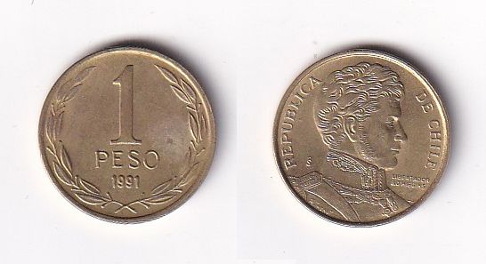 Чили 1 песо 1991 год