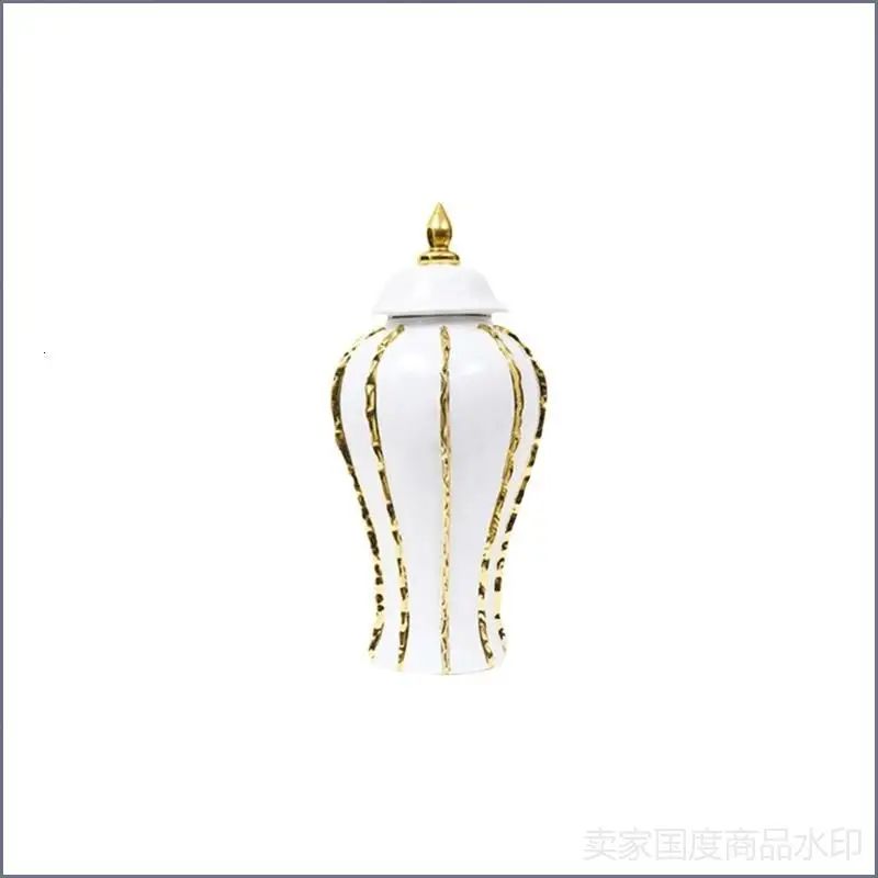 Декоративная керамическая ваза-банка с крышкой, - 16cmx16cmx31cm