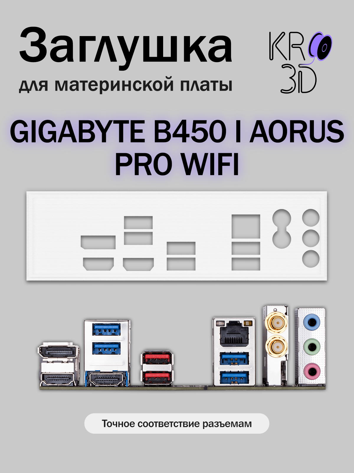 Заглушка для материнской платы GIGABYTE B450 I AORUS PRO WIFI белая