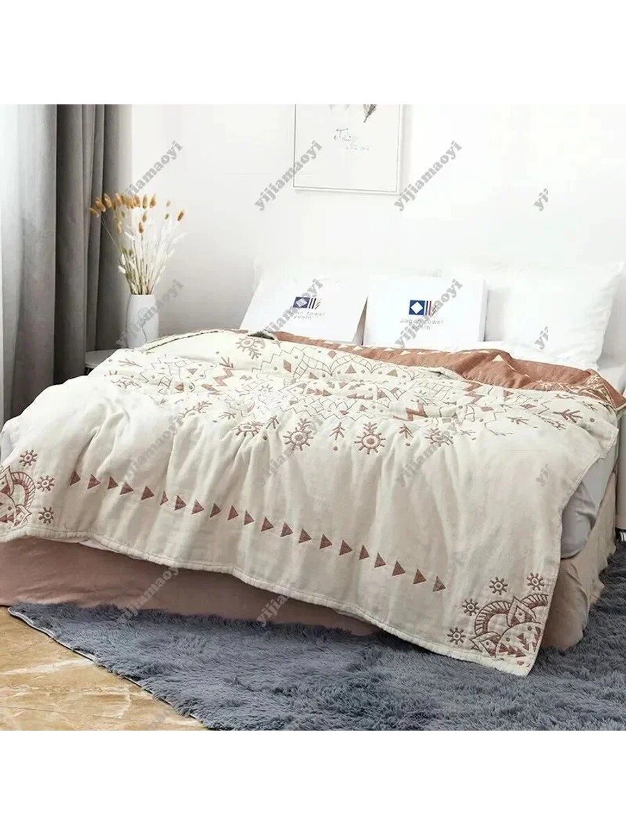 Плед жаккардовый из хлопка, 230 см х 200 см, двуспальный, классическая модель серии