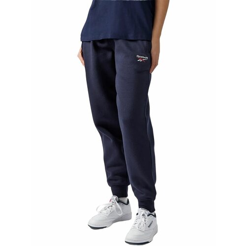 фото Брюки спортивные reebok identity 2-col logo fleece cuffed jogger pants w, размер l, синий