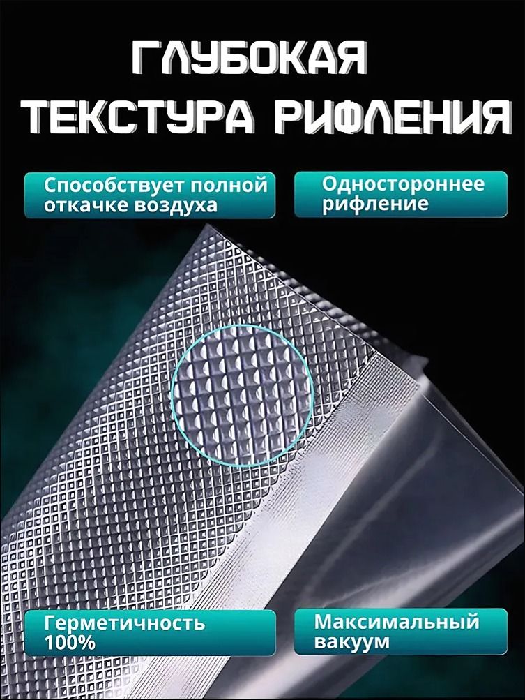 Пакеты для вакууматора рифленые, для хранения и заморозки продуктов, прозрачные 20х30 50 штук