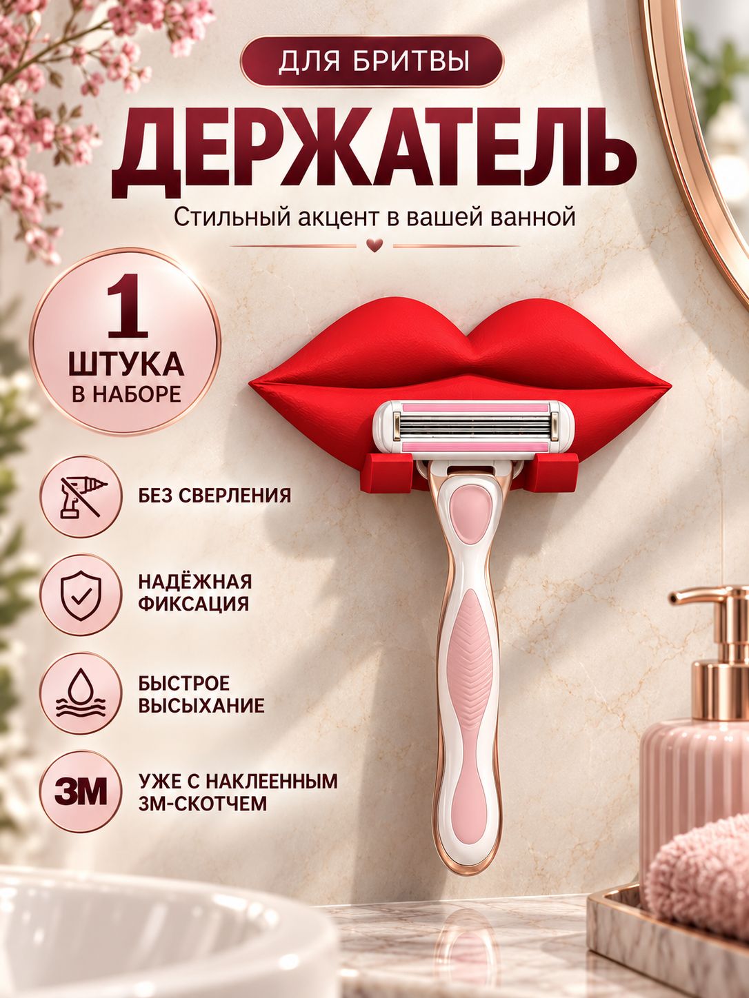 Настенный держатель губы для женской бритвы без сверления, органайзер для ванной комнаты, Loimu