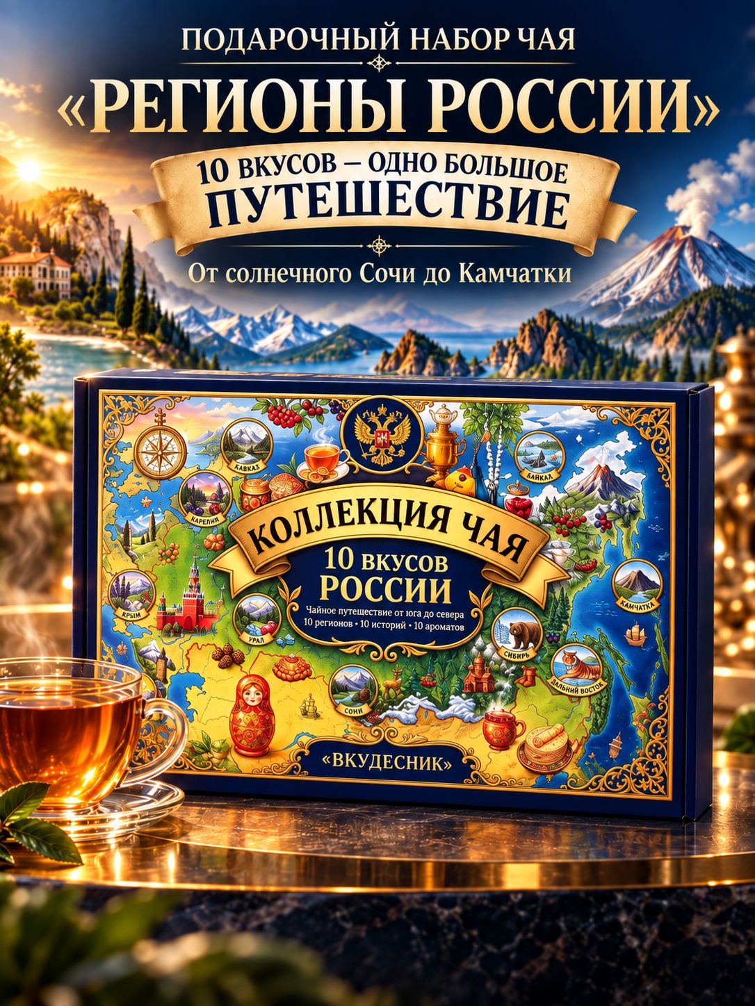 Набор чая "Регионы России", 10 вкусов