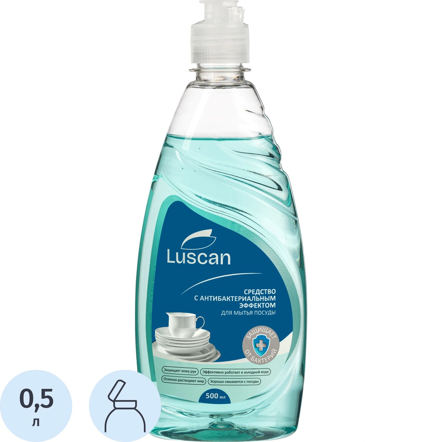 Luscan Средство для мытья посуды Luscan Свежесть гель 0.5 л с антибактериальным эффектом