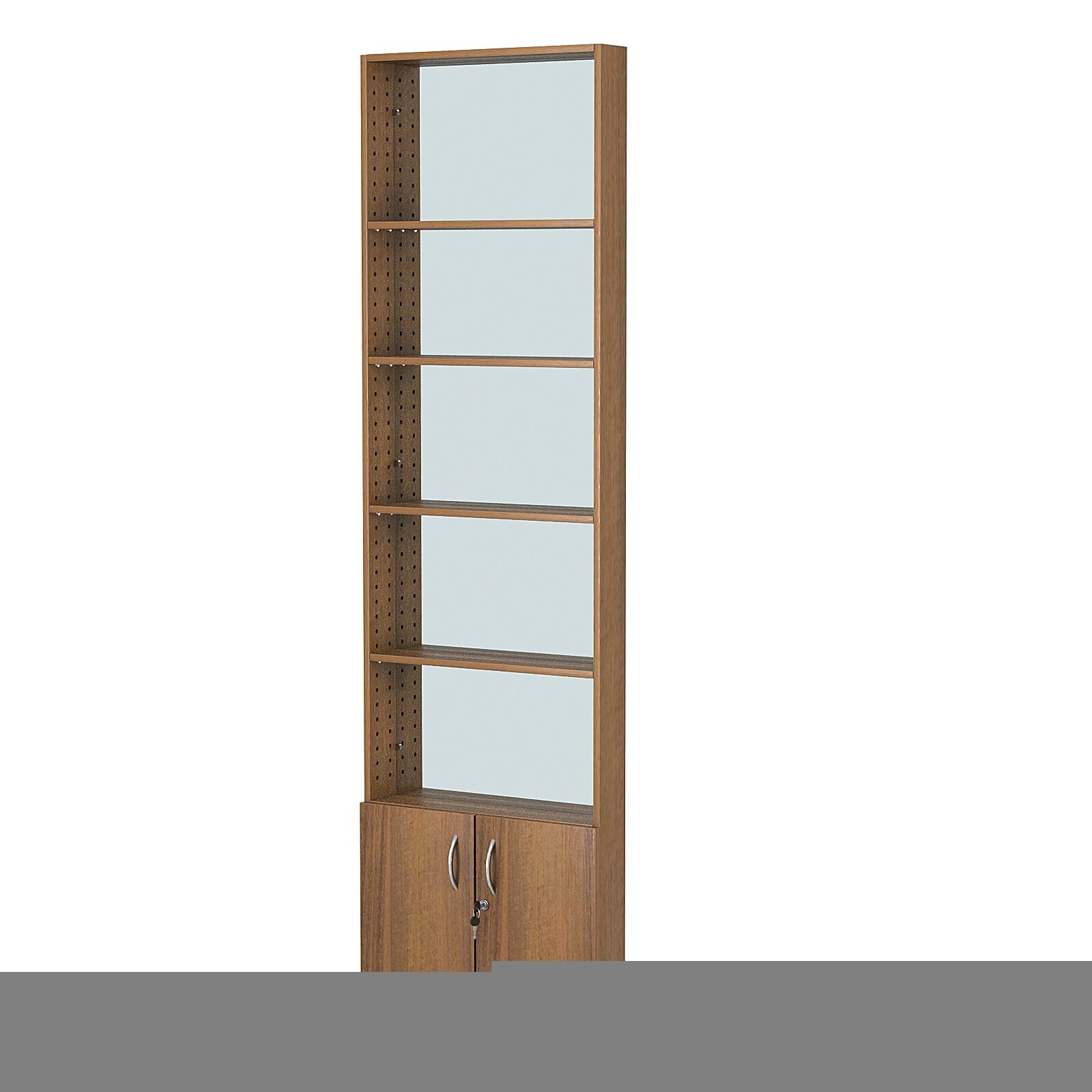 Стеллаж из ДСП с 4-мя полками 100x600 мм серии LEVEL-4 №1-2 (З/C - зеркало), Орех