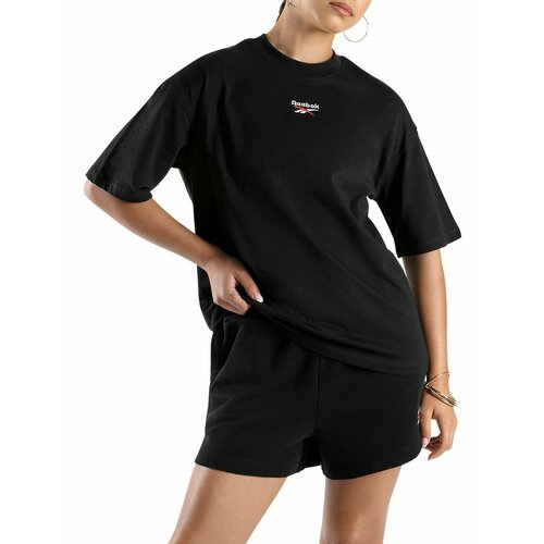 фото Футболка спортивная reebok identity 2-col logo relaxed tee, размер l, черный
