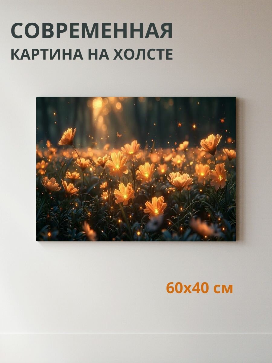 Картина на холсте Цветы 60x40 см