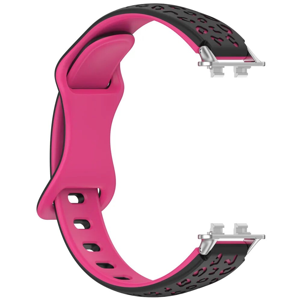 Силиконовый двухцветный ремешок для смарт-часов Huawei Band 11 и 11 Pro, с леопардовым принтом, с регулируемой пряжкой- восьмёркой, 10 цветов на выбор, модный спортивный стиль.