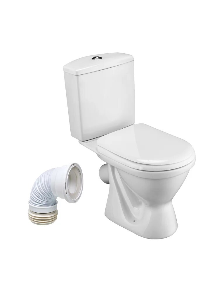 Комплект 2 в 1 Унитаз-компакт Santek Алькор 1WH302196 / Отвод DIWO 50770363, длина 64 см