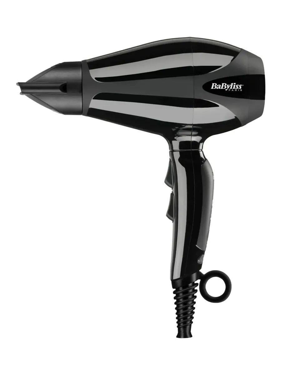 Фен для волос BaByliss 6715DE, 2400 Вт, AC-мотор, ионизация, холодный обдув, диффузор и 2 концентратора, черный