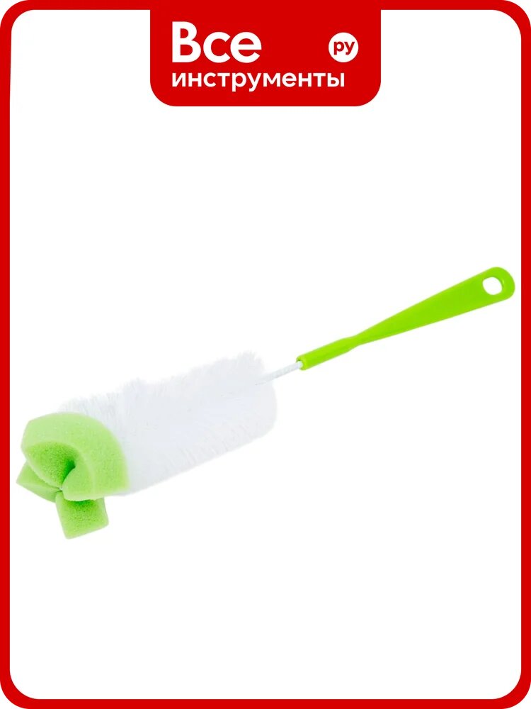 Ершик с губкой на конце Рыжий кот KB-04, 33x5х5 см 104470, для банок и бутылок с пластиковой рукоятью
