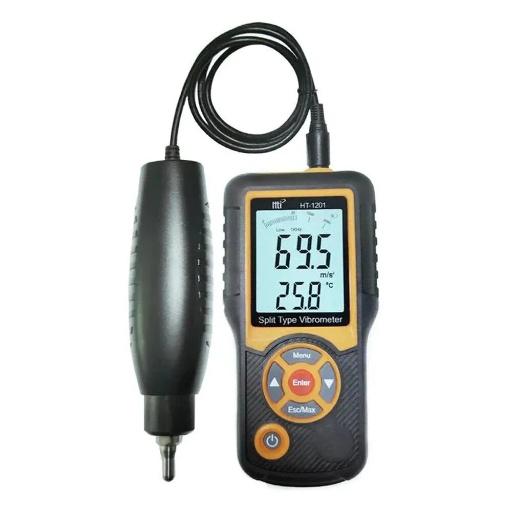 HT-1201 Портативный ЖК-вибромер с раздельным зондом 0,1-199,9 м/с 5% Цифровой анализатор вибрации