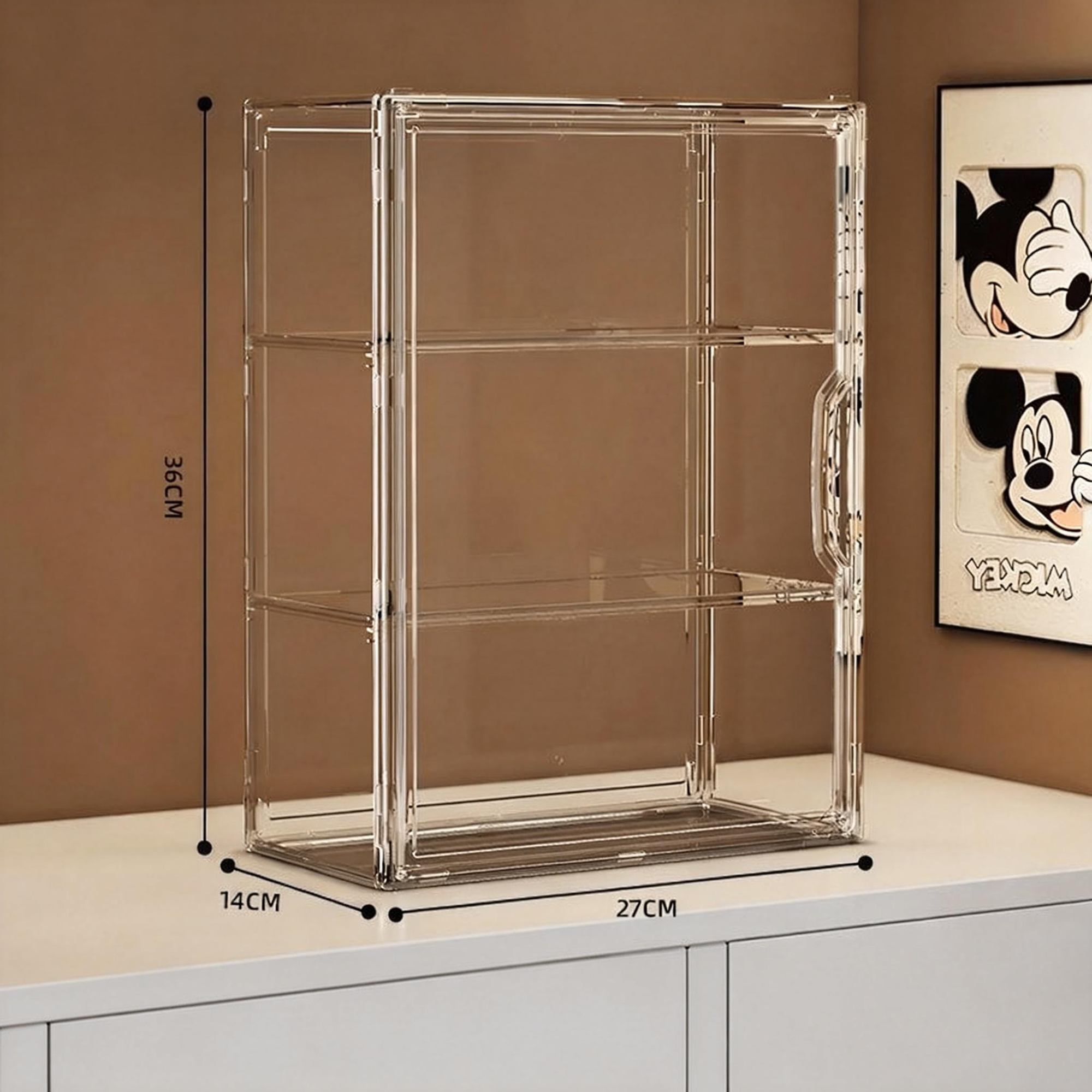 Средне-большой стеллаж для фигурок LABUBU Mabel, 36x14x27 см, с двумя перегородками для кукол и аксессуаров