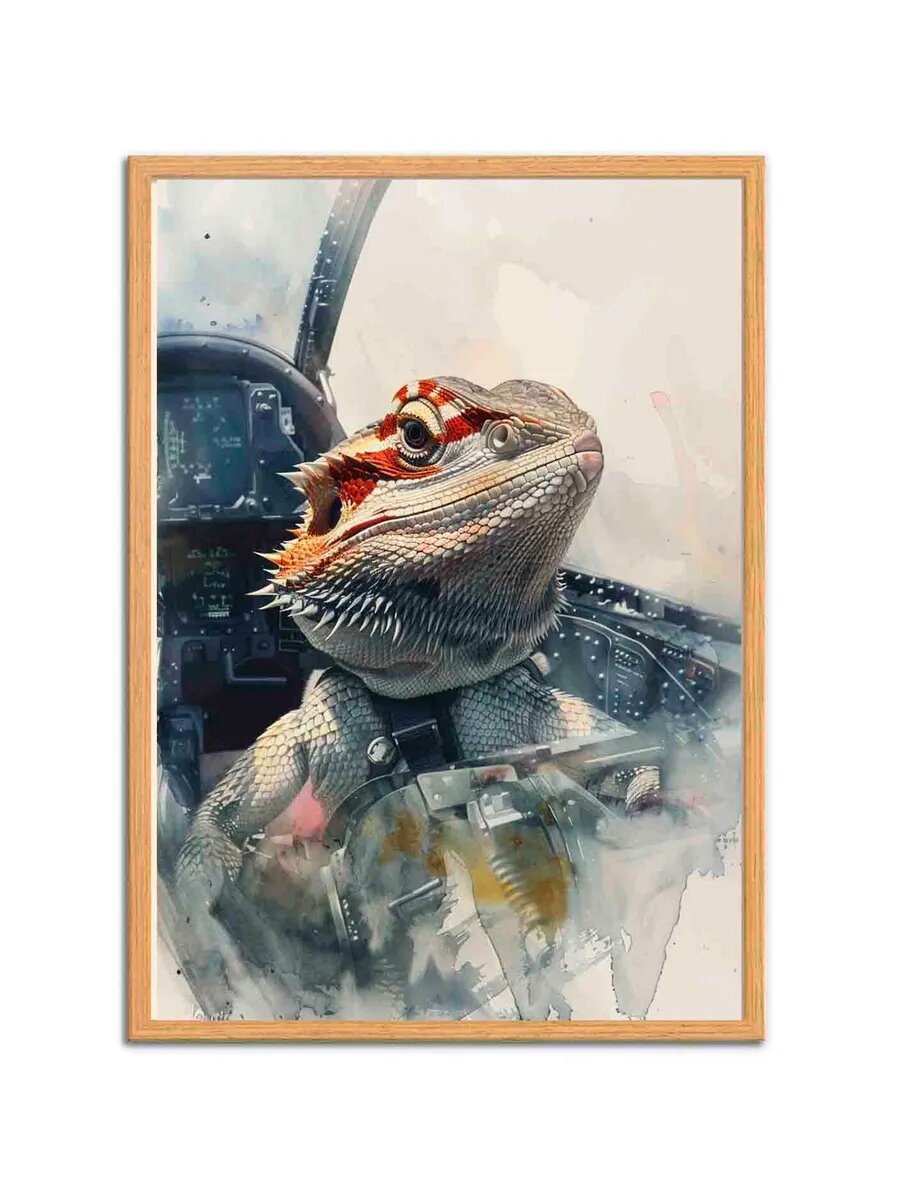 Бородатый Дракон-животное-пилот 1, Плакат 30x42см