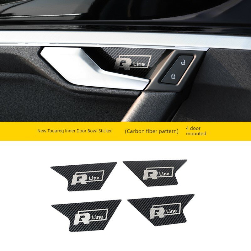 Наклейки на ручку двери VW Touareg 2019-2023, финиш из карбона, комплект для 4 дверей