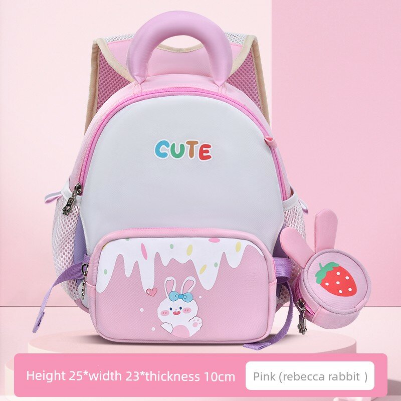 Ультралёгкий детский рюкзак для садика 1-3 лет, мультяшный дизайн Ребекка Кролик, розовый - подходит для роста 70-95 см