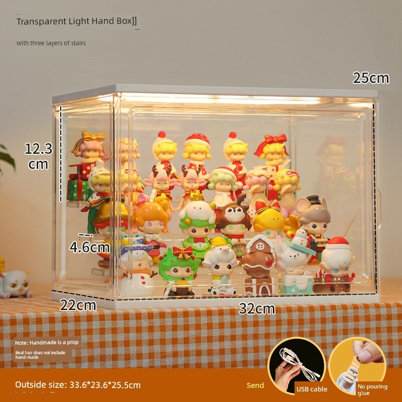 Футляр для фигурок с подсветкой и трехъярусной стойкой, включая клей и USB-кабель, модель SF2090-79T