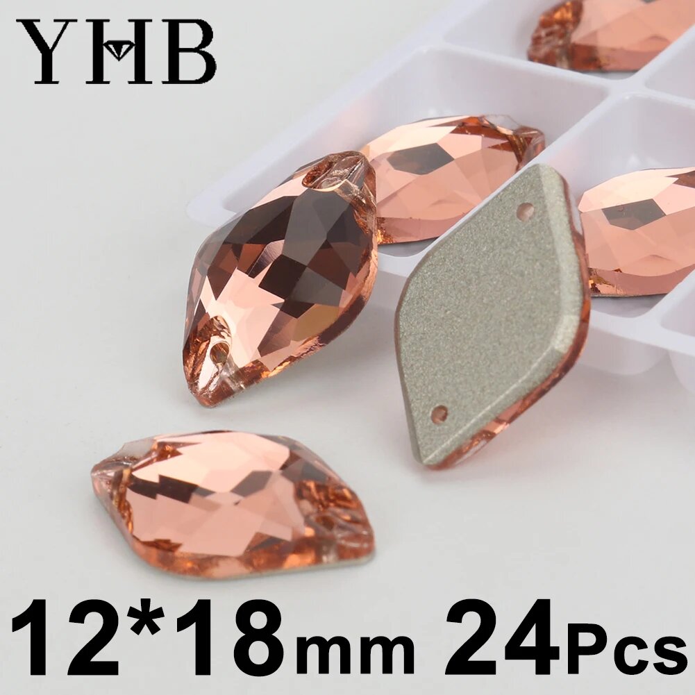 Швейные камни YHB T362 светло-персиковые стеклянные