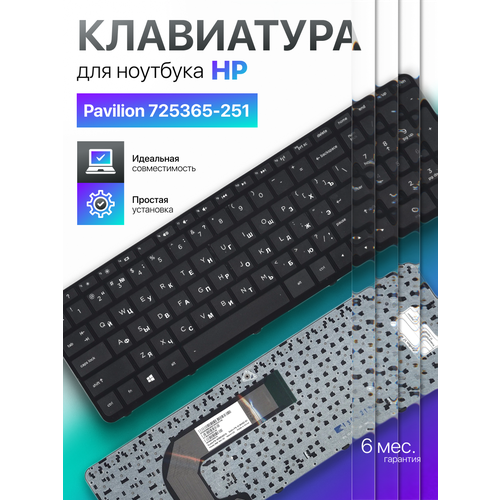 фото Клавиатура для ноутбука hp pavilion 725365-251 , чёрная, с рамкой unbremer