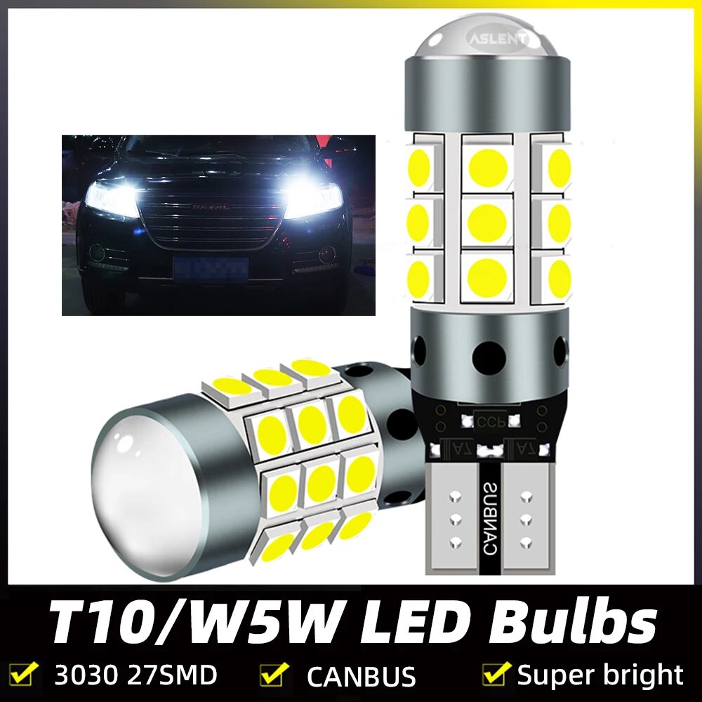 2 шт. T10 W5W Супер яркие 3030 27SMD светодиодные лампы Автомобильные парковочные огни WY5W белый