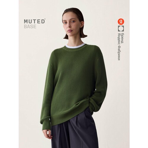 фото Свитер muted base свободного кроя из хлопка, размер 4xl-5xl, , зеленый