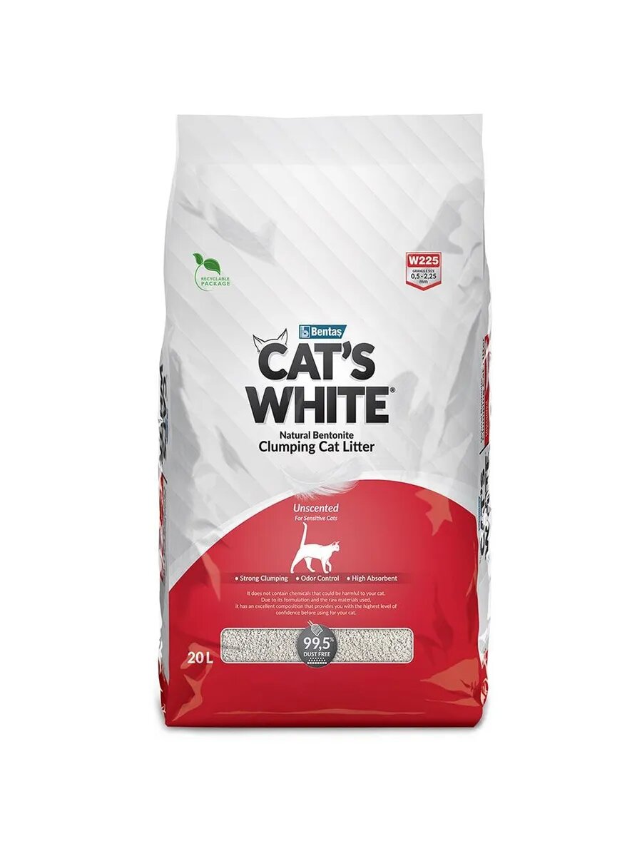 Cat's White комкующийся наполнитель без ароматизатора 20л
