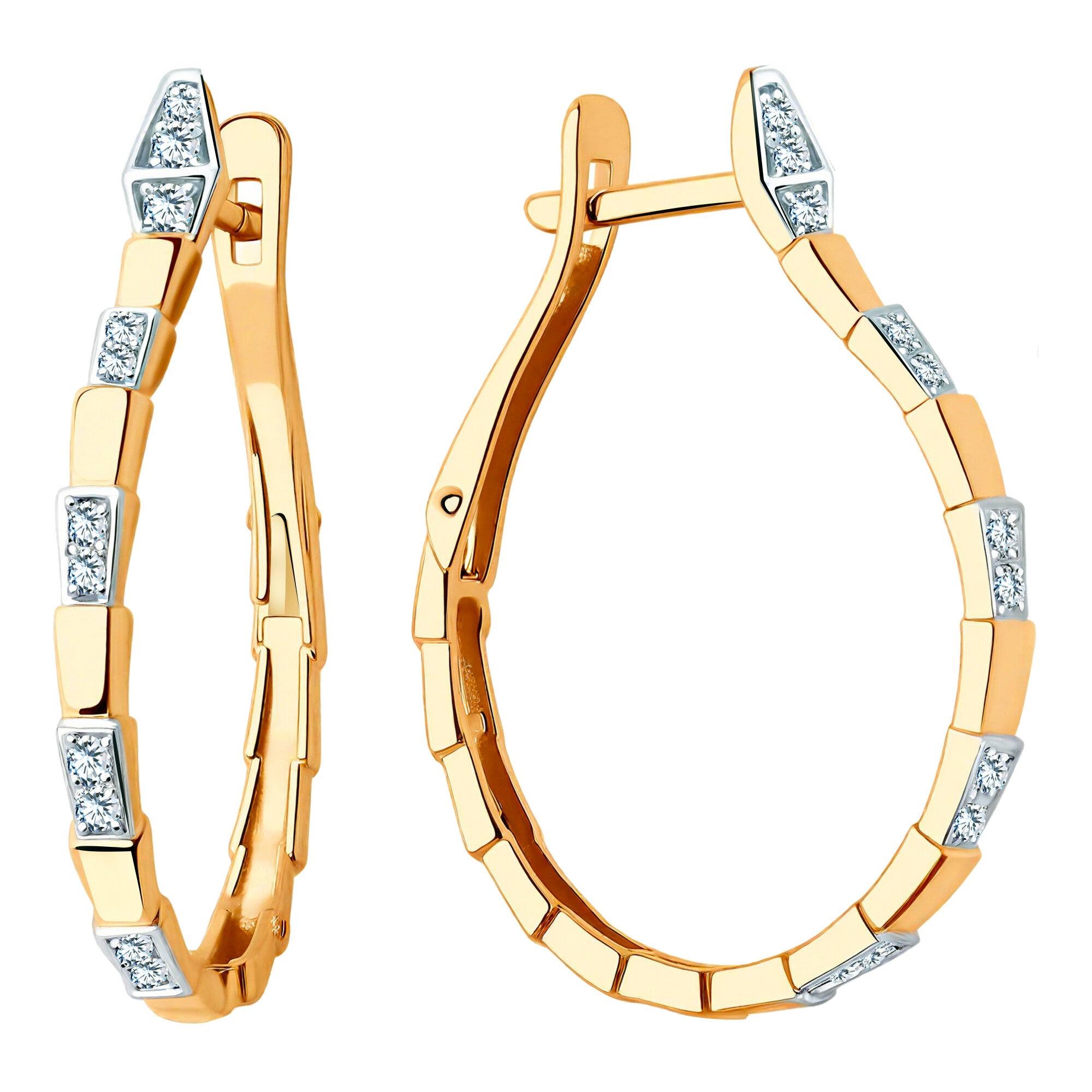 Серьги Diamant online, красное золото, 585 проба, фианит
