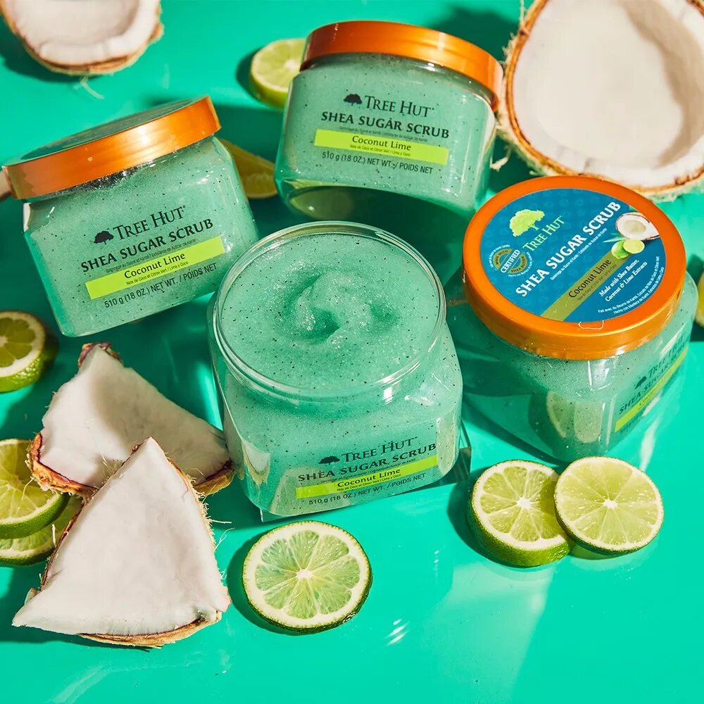 Сахарный скраб для тела с ароматом кокоса и лайма Tree Hut Coconut Lime