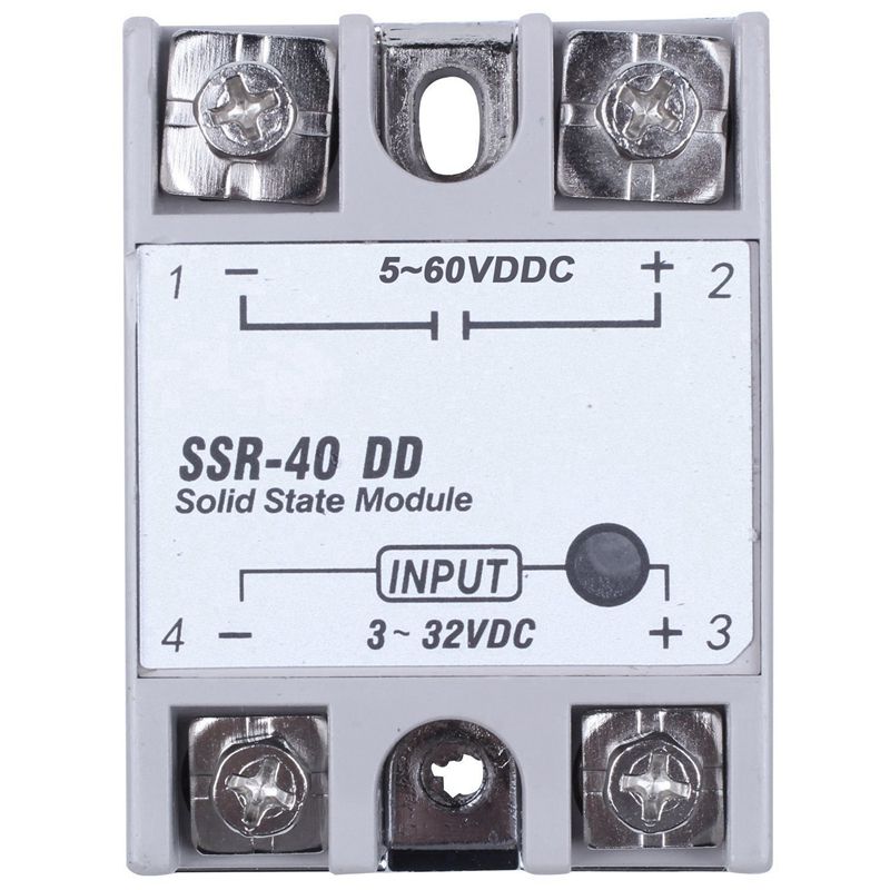 Однофазное твердотельное реле DC-DC SSR-40DD 40A DC3-32V DC5-60V Белый+Серебристый