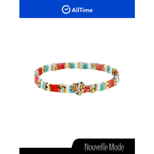 Браслет Nouvelle mode, стекло, бисер, размер 17.5 см, мультиколор