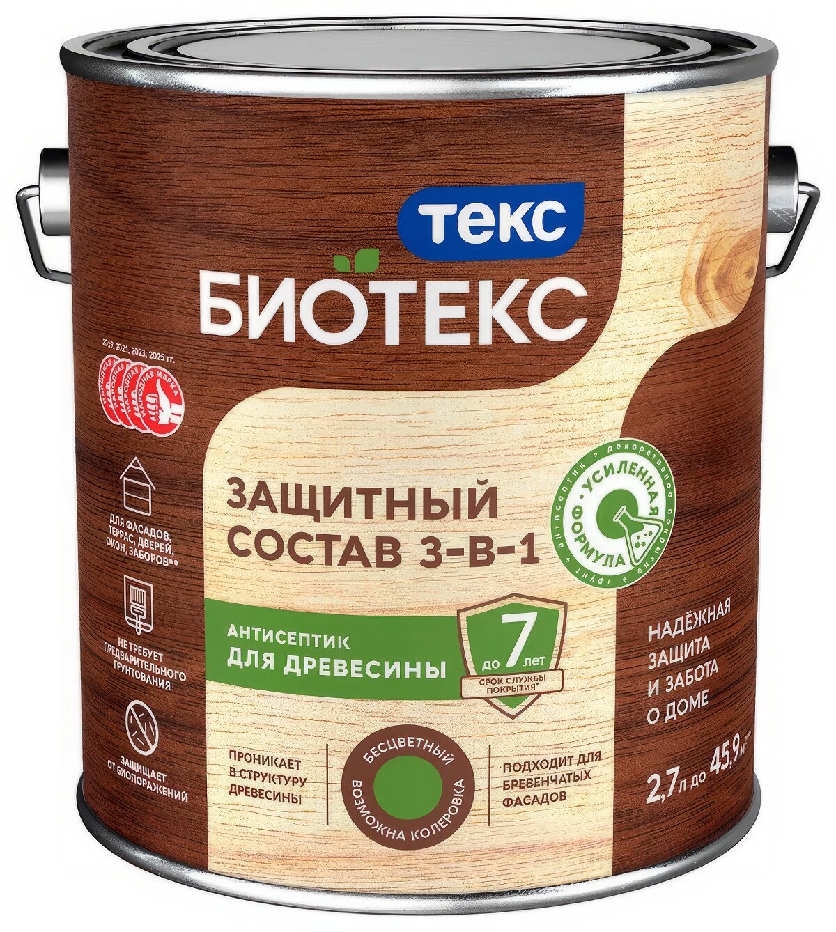 Антисептик Текс Bioteks 2-в-1/3-в-1 декоративный для дерева орегон 2,7 л