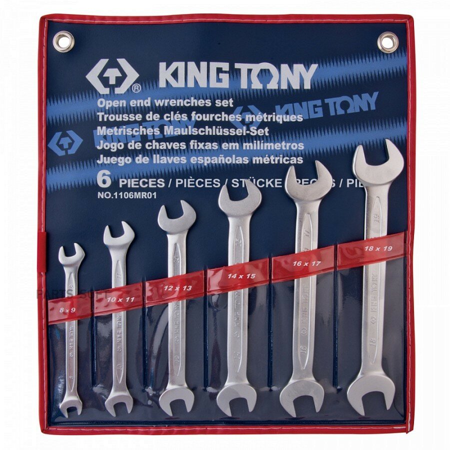 KING TONY Набор рожковых ключей, 8-19 мм, 6 предметов от официального дистрибьютора, KING TONY, артикул 1106MR01