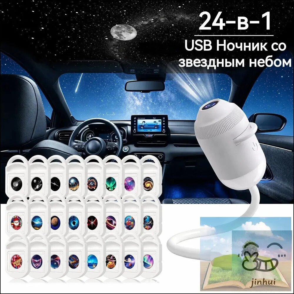 Проекторы Osmic HD 2-в-1, Ночник Galaxy Night Light, вращающийся на 360, Звездные проекторы, питание от USB