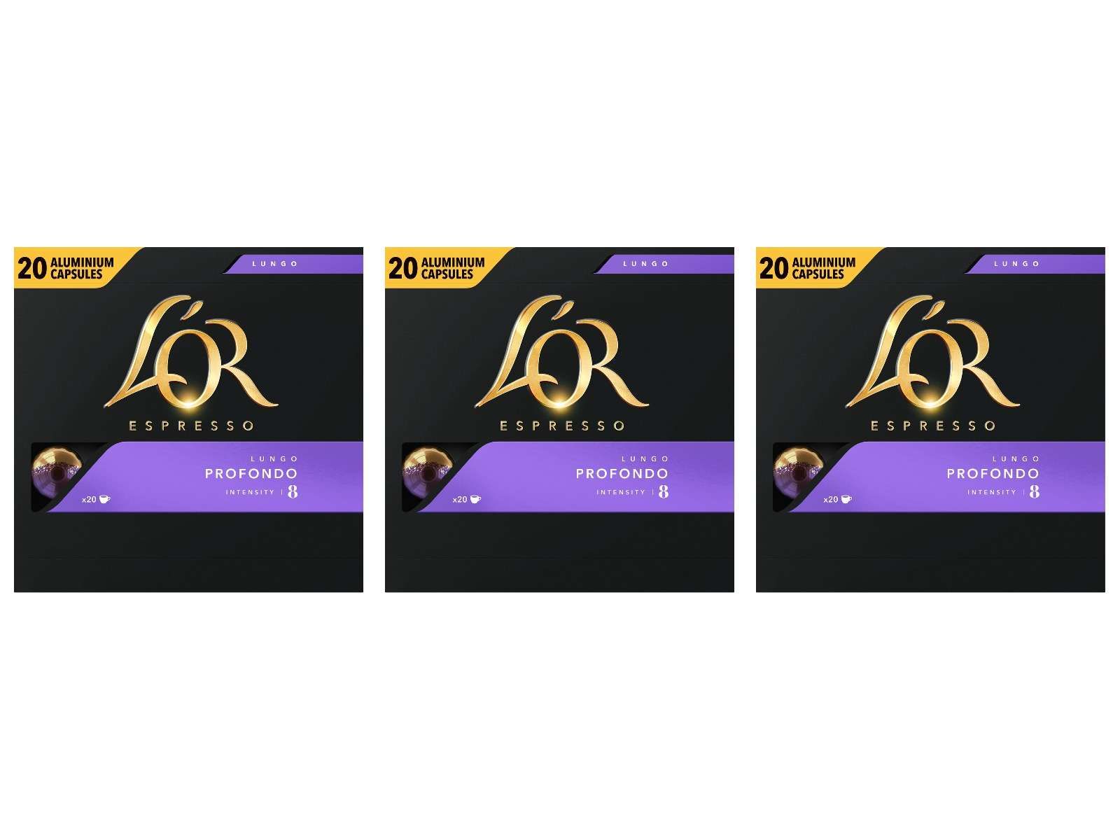 L'OR Кофе в капсулах Лунго Профондо для кофемашин Nespresso 20 шт, 104 г, 3 уп.