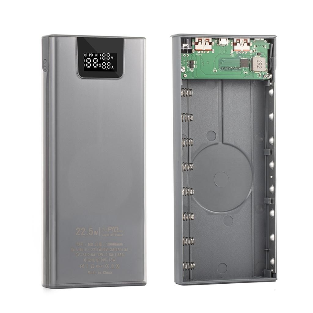 Корпус пауэрбанка 8x18650 без пайки, 22.5W, Серый, Артикул: 5686376847