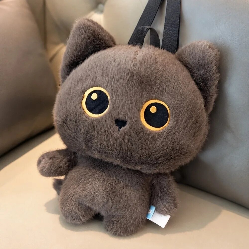 Плюшевый рюкзак-кот Черный, Black Cat