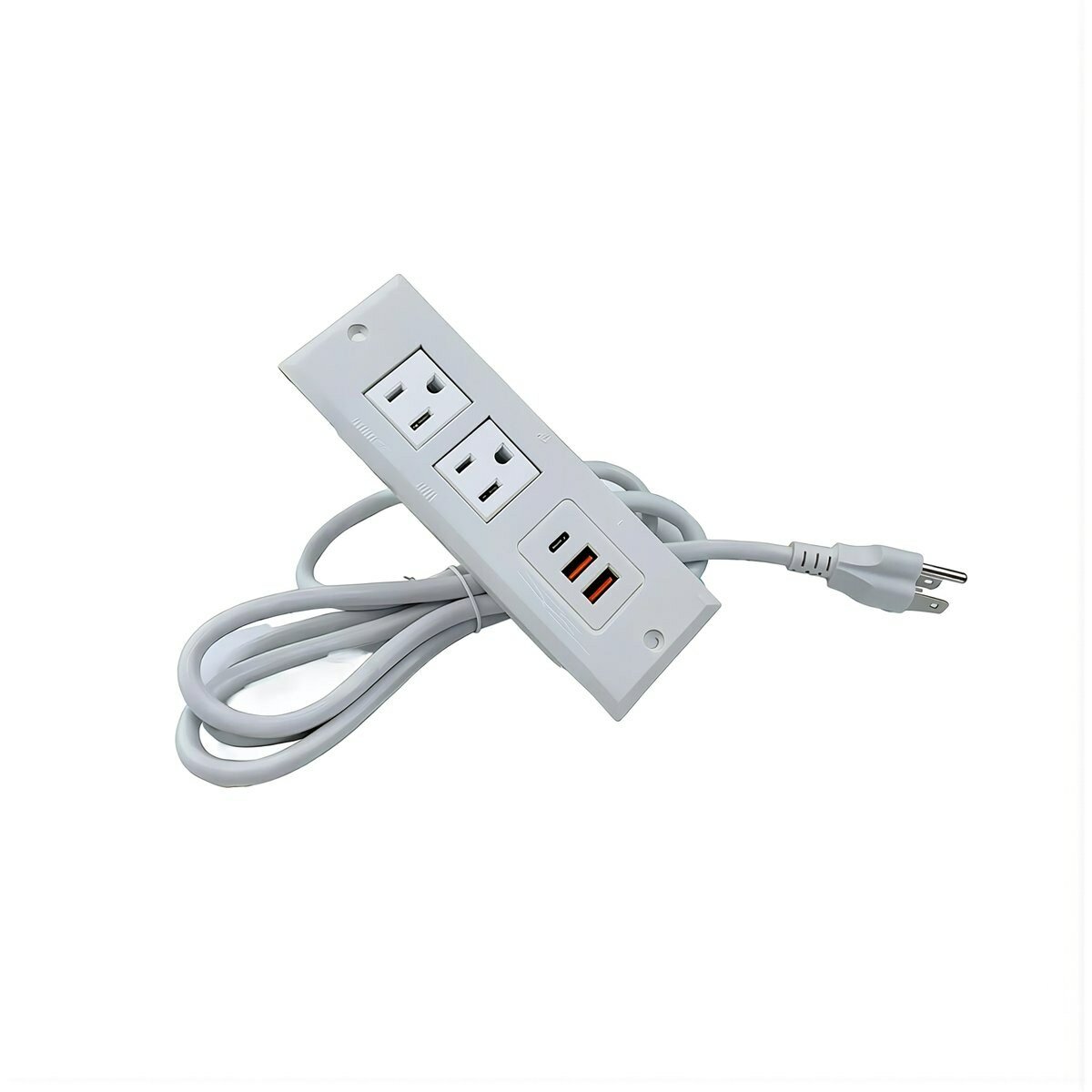 Североамериканская встроенная розетка корпус из пластика ABS класс V0 2 разъема 2USB 1Type-C 1.8 метра кабель, SY-7402, 2 розетки US, 2 USB + 1 Type-C, кабель 1.8 м, белый, 3 места