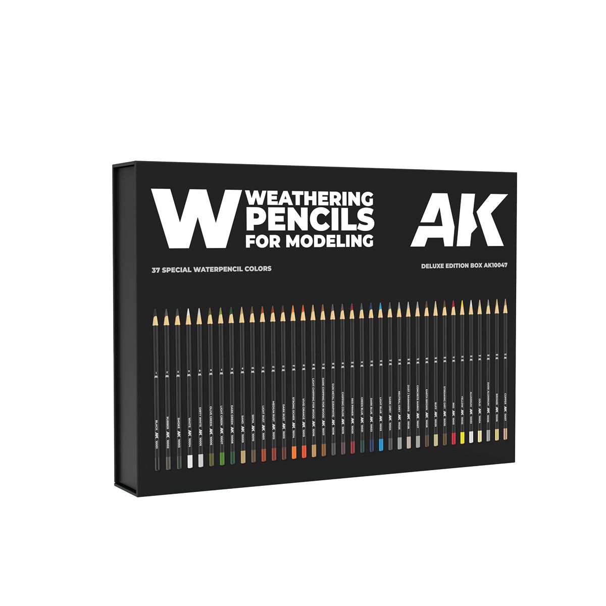 Weathering Pencils Deluxe Edition Box - полный набор акварельных карандашей для везеринга и моделизма AK Interactive, 37 цветов