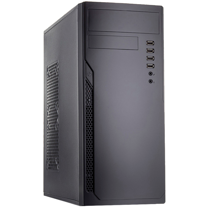 Корпус для ПК Foxline FL-301, Midi Tower, с БП 450 Вт, чёрный, под ATX, mATX, материал сталь FL-301-FZ450R-U32