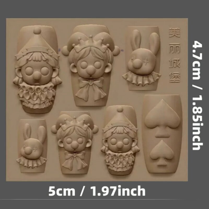 Силиконовая форма для ногтей: Клоун, Заяц, Бабочка, Цвет: Pf-586