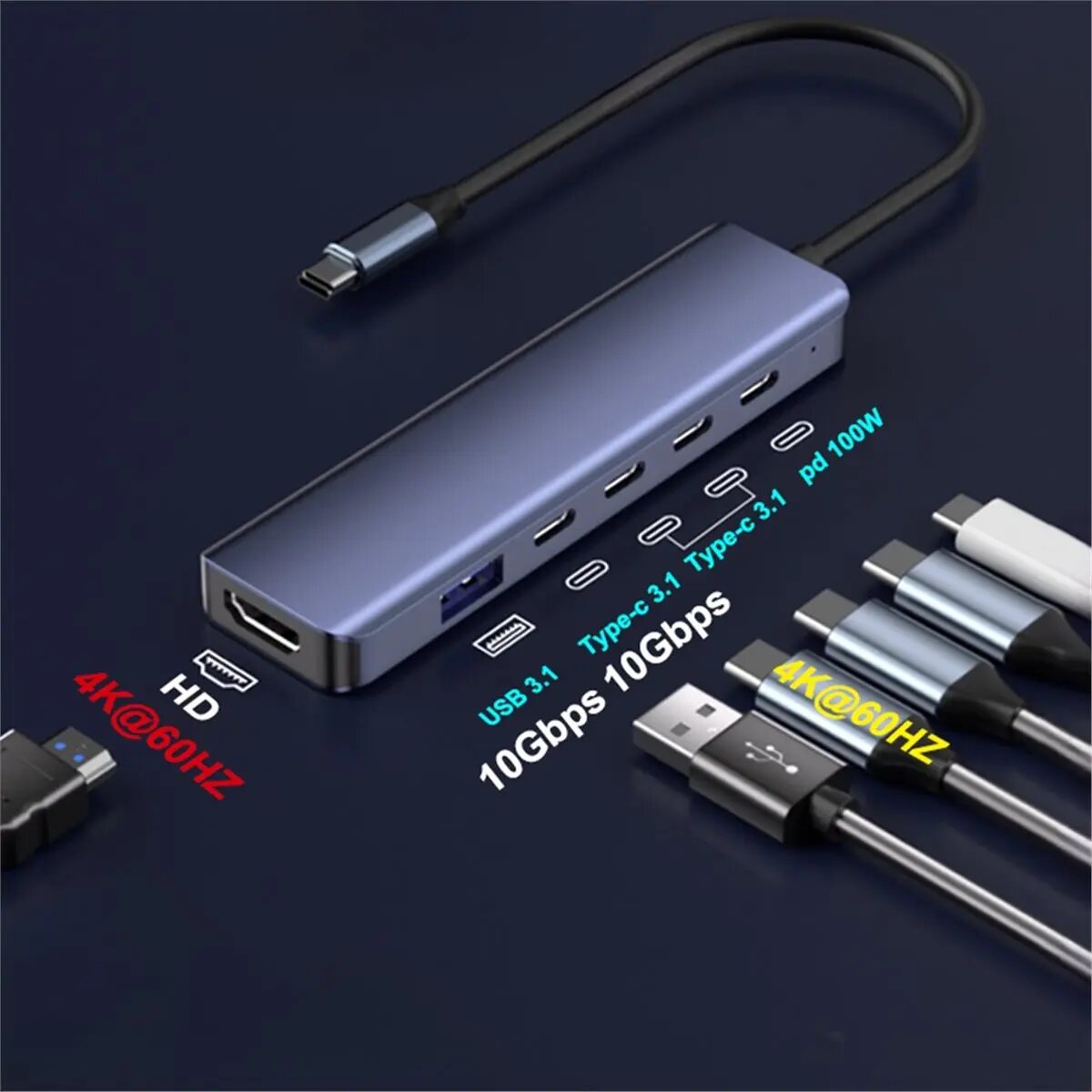 USB-хаб 6 в 1 Type-C с поддержкой DP Alt Mode