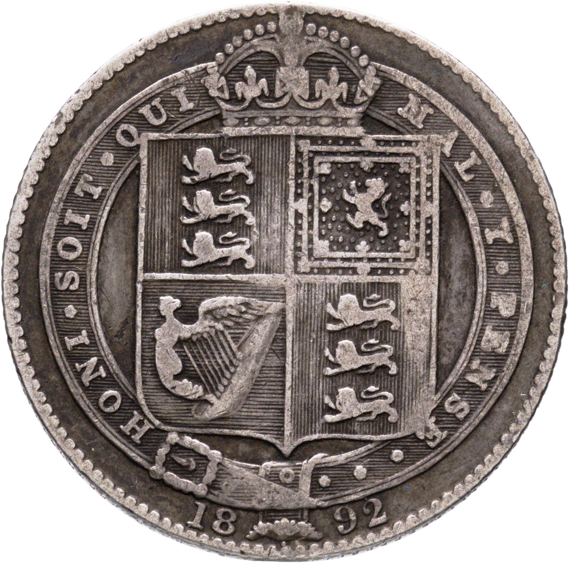 Великобритания 1 шиллинг shilling 1892, Серебро 925, в сохранности VF