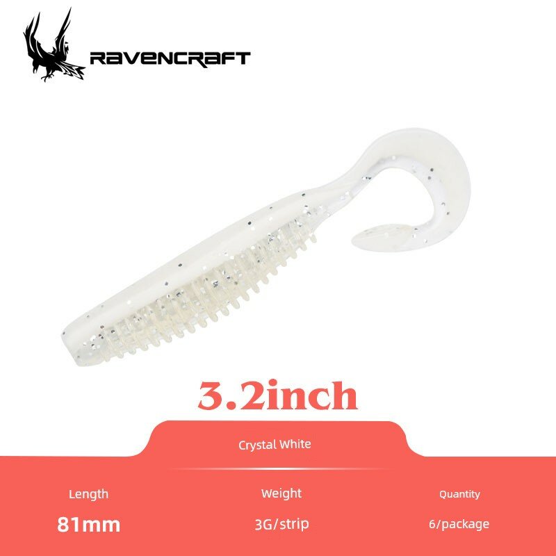 Ravencraft Midnight Raven PANDINUS 3,2 дюйма мягкая рыболовная приманка для ловли карпа и окуня - кристально белый