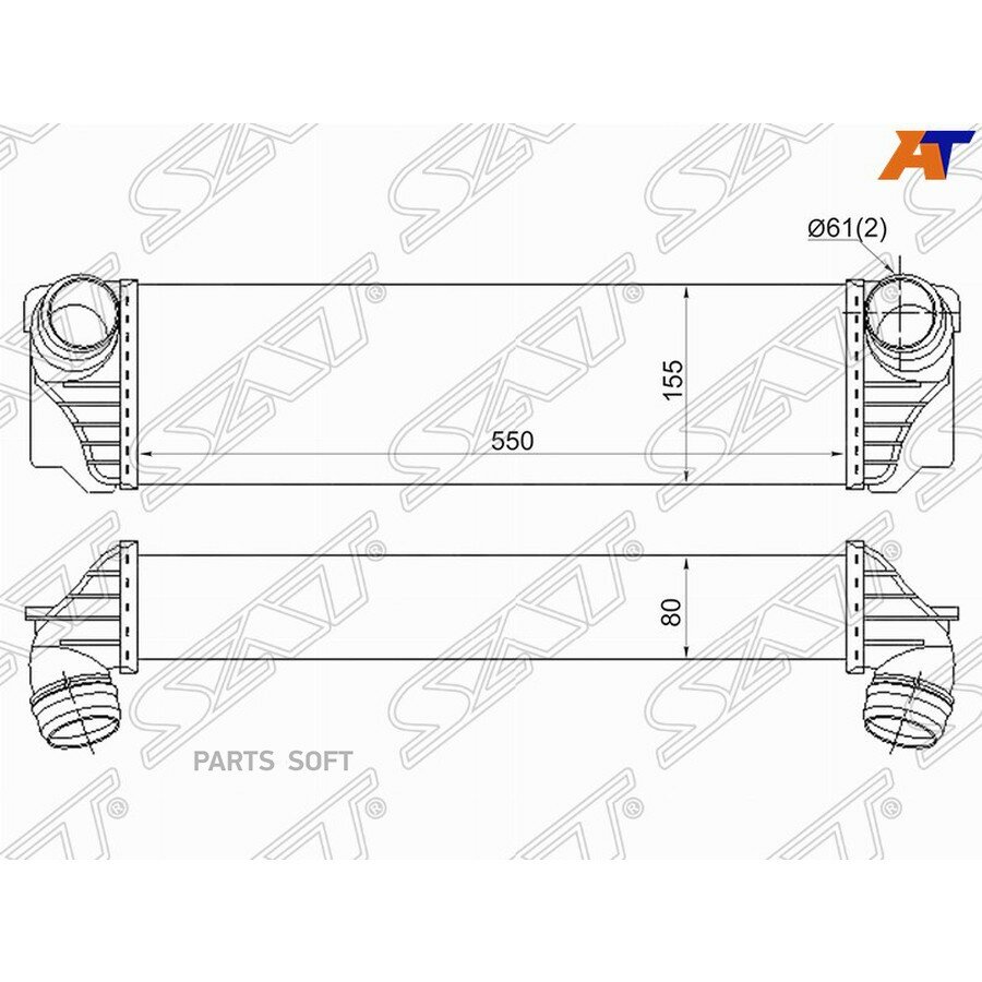 Интеркулер BMW 5-Series 09-17 от официального дистрибьютора, SAT, артикул ST17517805629