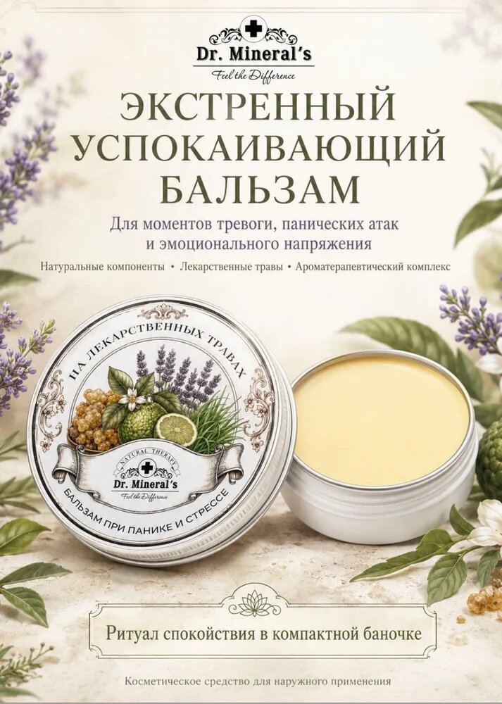 Бальзам Dr. Mineral's от тревоги и панических атак с эфирными маслами, 50 мл